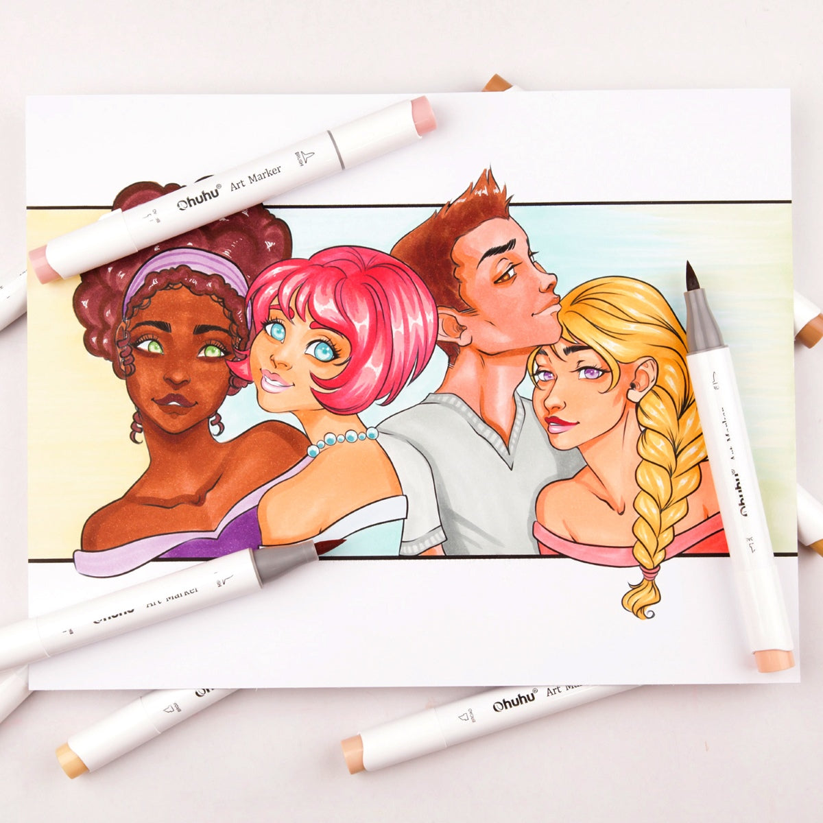 Ohuhu Honolulu Skin Colors Alcohol Art Markers, Dual Tip Refillable Marker Pen Set for Sketching, Illustration