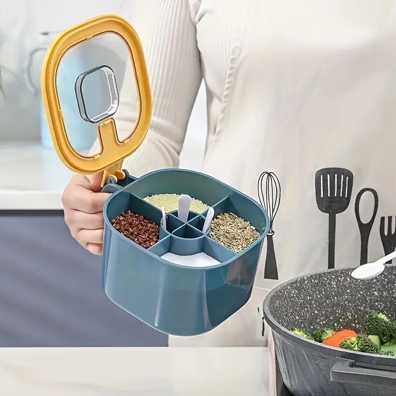 4 in 1 Seasoning Box with Lid and Spoons Large Capacity