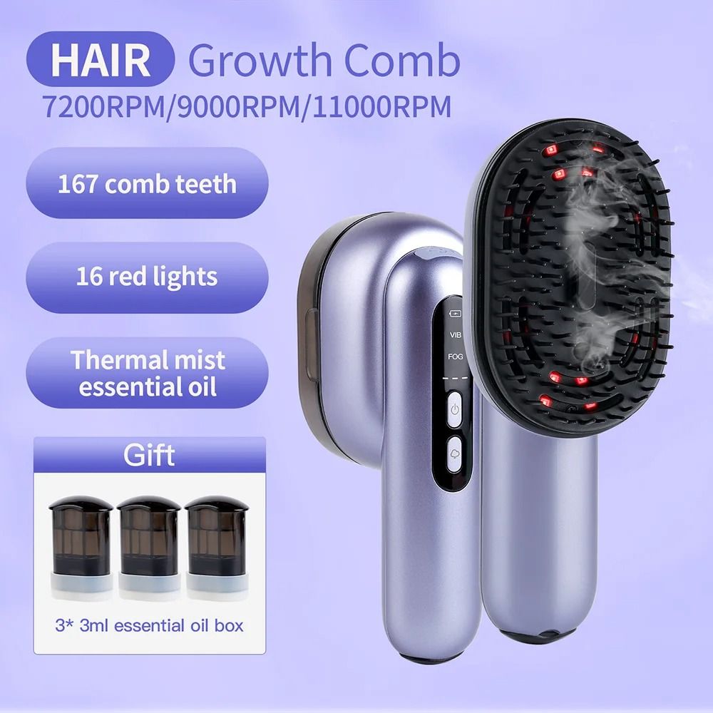 Hair Care Spray Massage Comb with Scalp Vibration and Atomizing Oil Applicator