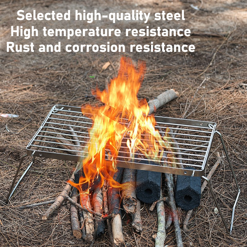 Portable Outdoor Stainless Steel Alcohol Furnace Bracket Folding BBQ Camping Net Grid