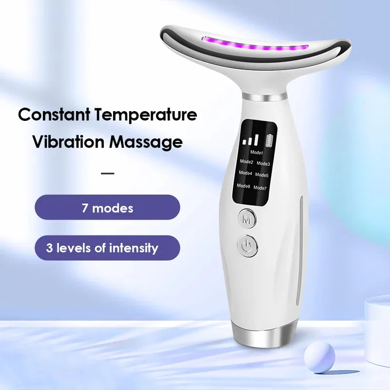Portable LED Light Therapy Face & Neck Massager for Skin Tightening and Anti Aging