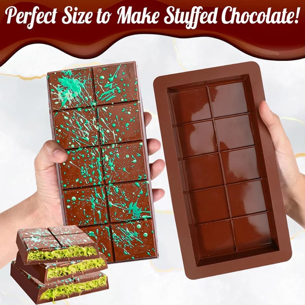 Chocolate Bar Molds Silicone Mould for Protein Bars and Wax Melts | Easy Release & Durable Rectangle Mould for Handmade
