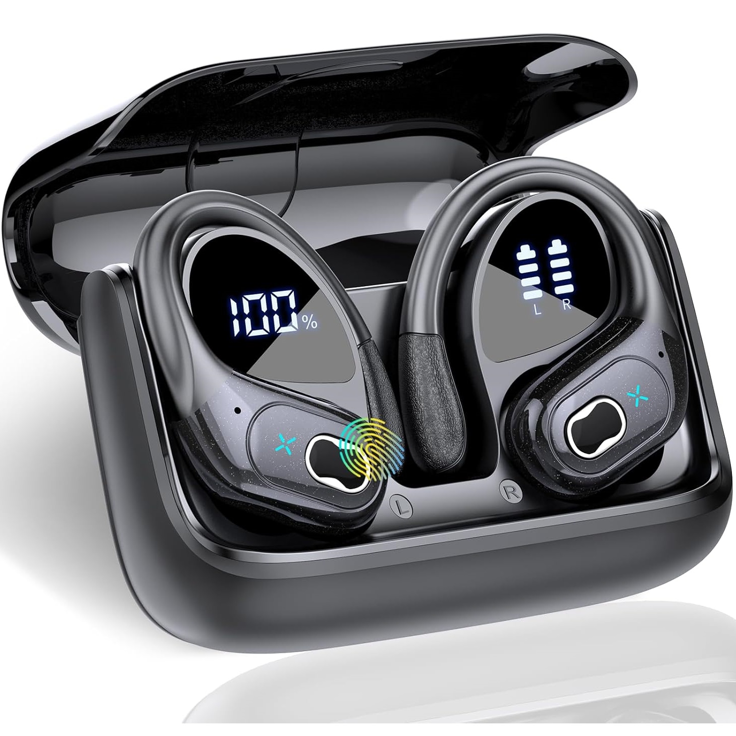 Wireless Bluetooth Earbuds with LED Display Noise Cancelling Waterproof Headphones