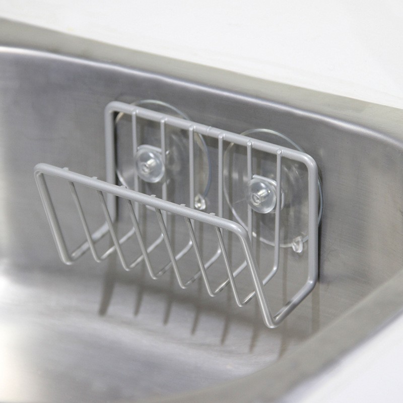 Stainless Steel Suction Cup Sponge Holder, Wall-Mounted Sink Organizer, Kitchen Supplies Caddy for Sponge