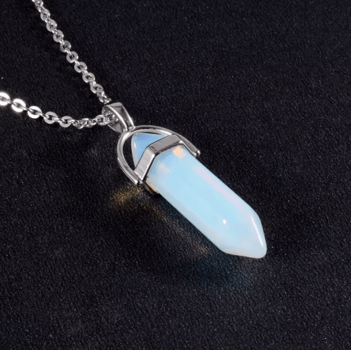 CrystalPoint Obsidian Chakra Pendant Necklace – Natural Crystal Pendulum Necklace Hexagonal Point