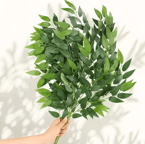 10PCS Italian Ruscus Artificial Greenery Stems for Wedding Arch, Bouquet & Home Decor Faux Leaves