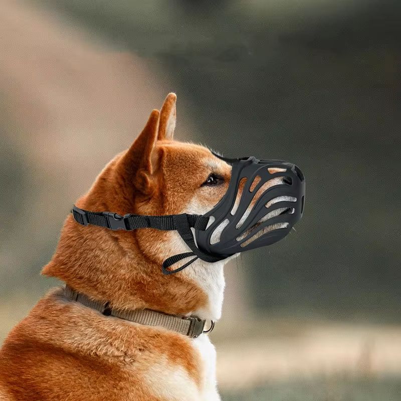 Adjustable Dog Muzzle for Small to Medium Dogs Breathable Mesh Mouth Guard with Comfort Fit Strap