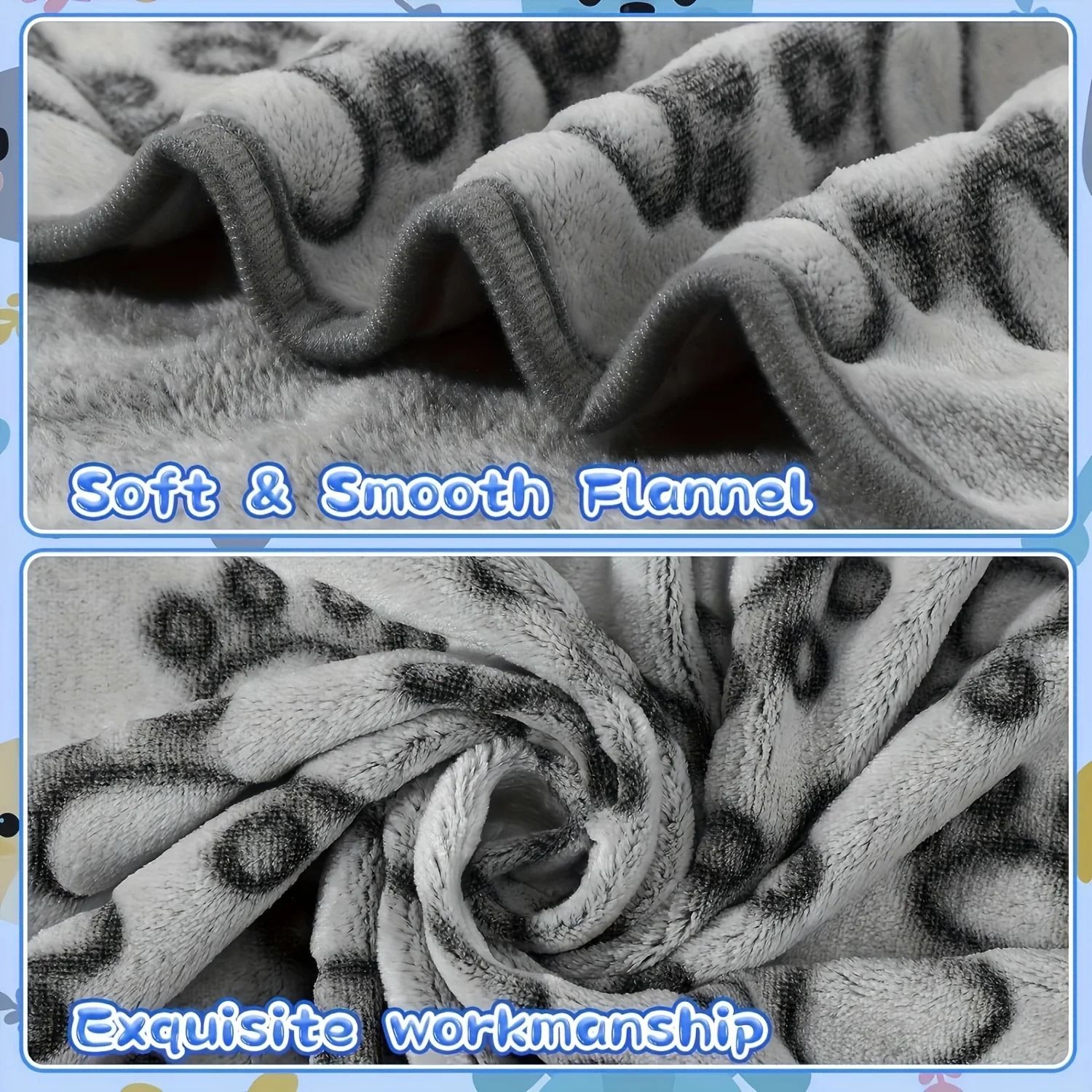 Soft Plush Pet Blanket with Cartoon Design