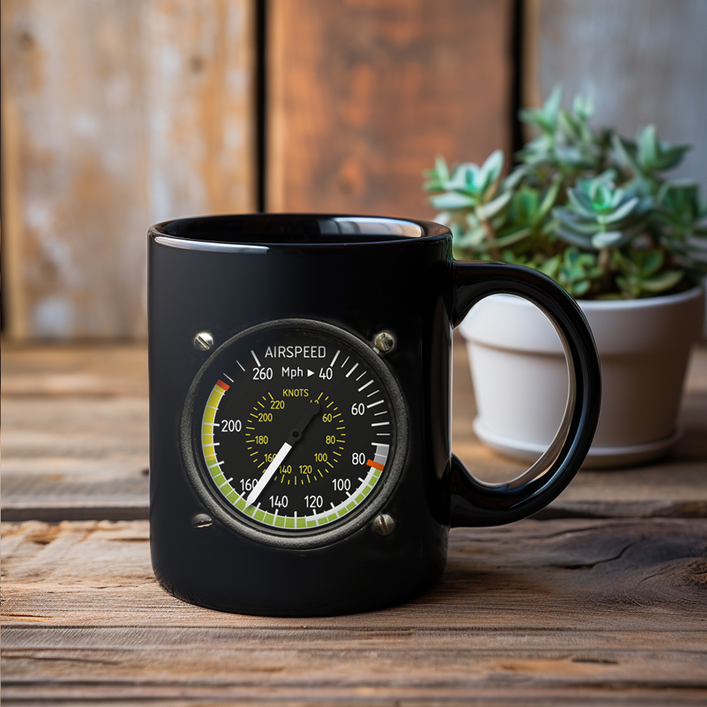Dad Birthday Gift, Spaceship Combat Aircraft Instrument Panel Coffee Mug, Black Ceramic Mug, Father Tea Cup