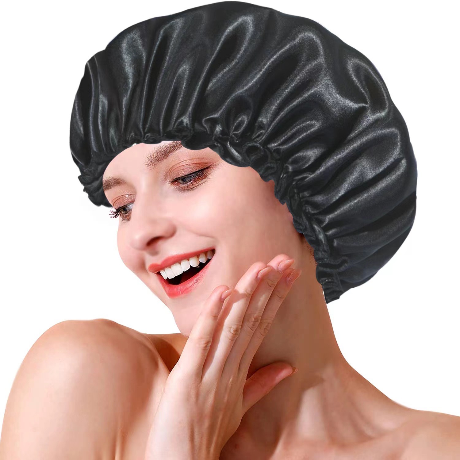 Satin Silk Hair Curler Sleeping Cap, Natural Curly Hair Headwrap Set, Long Hair Wave Care Tool