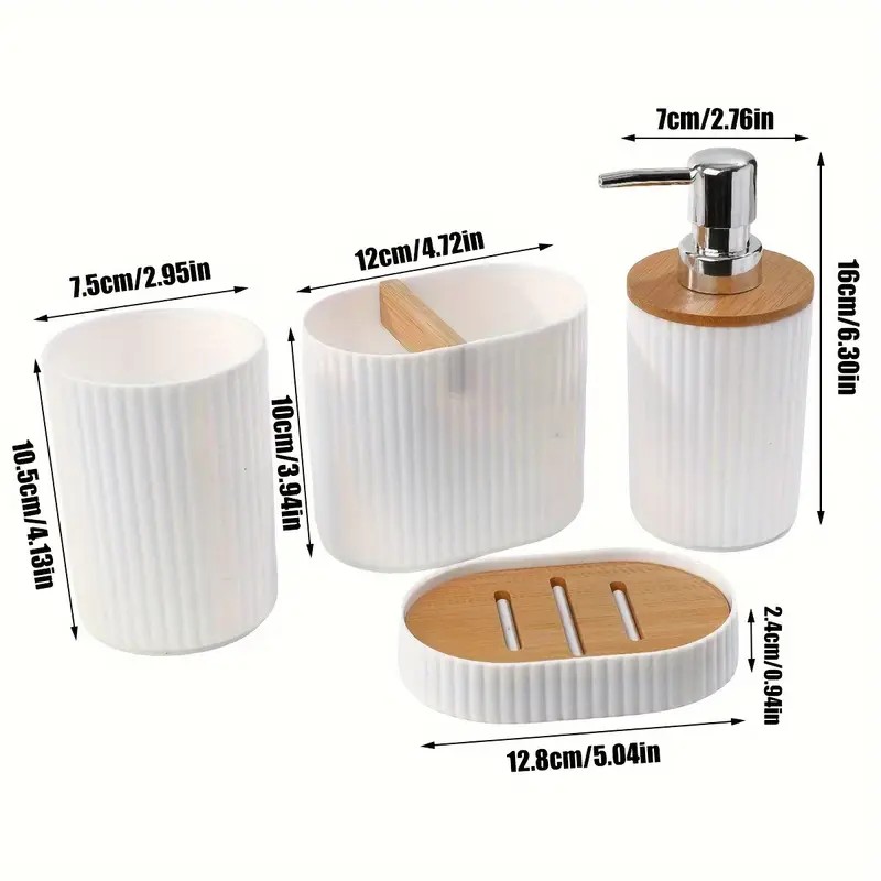 Piece Bathroom Accessories Set with Soap Dispenser & Toothbrush Holder Organizer