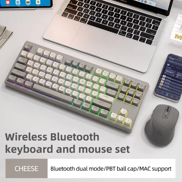 M87 Wireless Dual Mode Bluetooth Keyboard with Rainbow Light RGB and PBT Keycaps