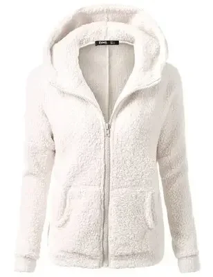 Autumn Winter Warm Jacket, Women Hoodie Hooded, Casual Female Hoodies, Sweater Shirt Zipper Coat, Solid Soft Fleece