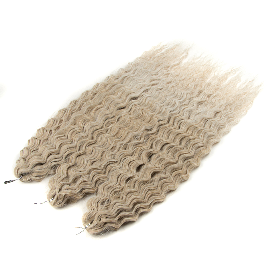 Ariel Hair Water Wave Crochet Braids, Synthetic Twist Curly Hair Ombre Blonde Brown Deep Wave Braiding Hair Extensions