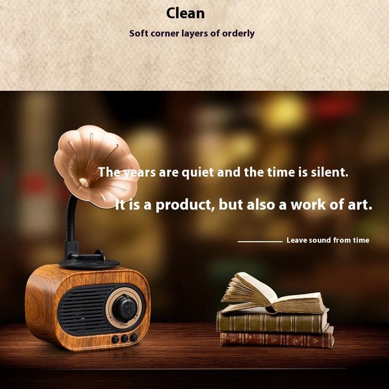 Retro Wooden Bluetooth Speaker with FM & TF Playback