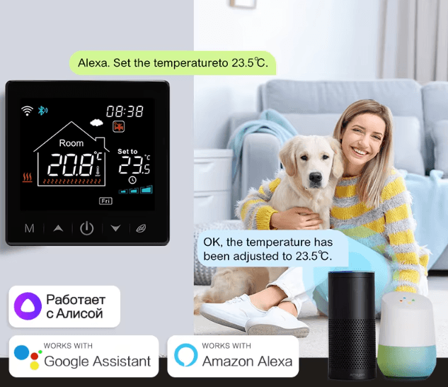 Tuya RF433 Wireless Smart Thermostat – WiFi Gas Boiler Temperature Controller with Alexa & Google Home