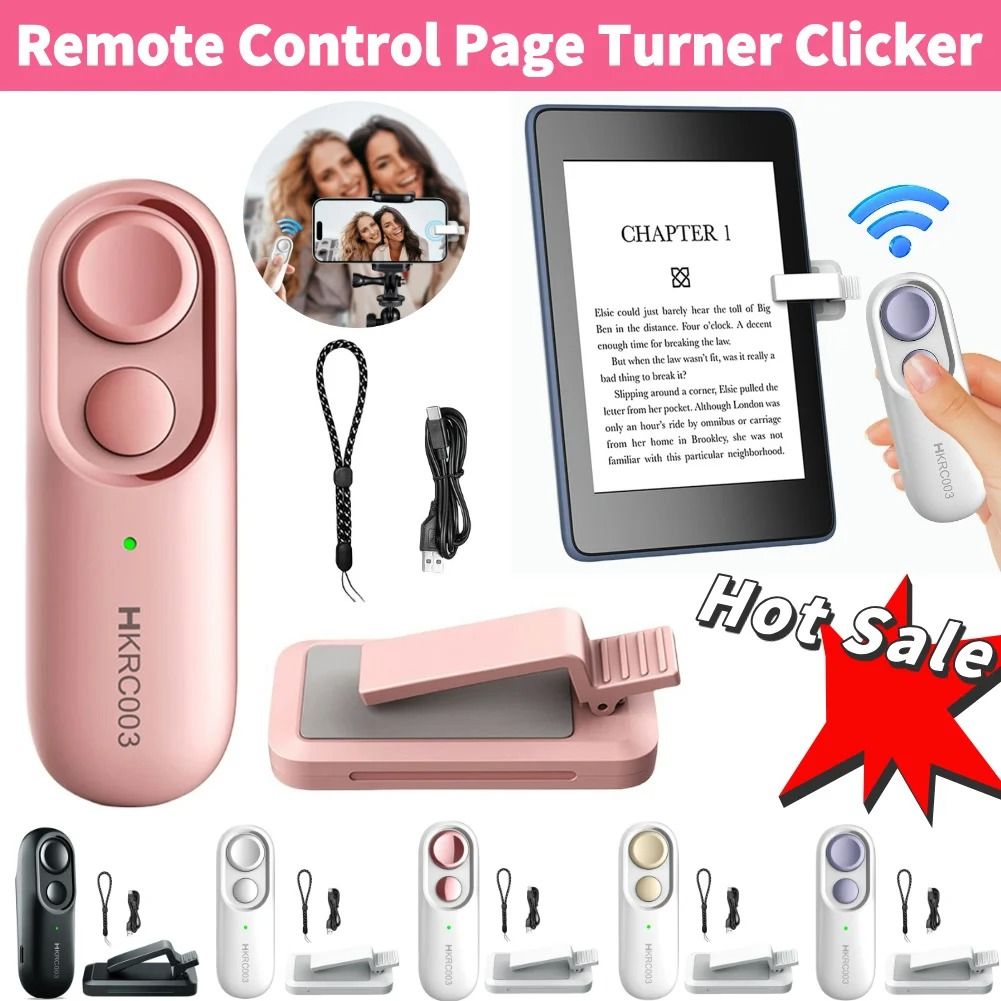 Wireless Remote Page Turner and Camera Clicker for Phones Tablets and EReaders