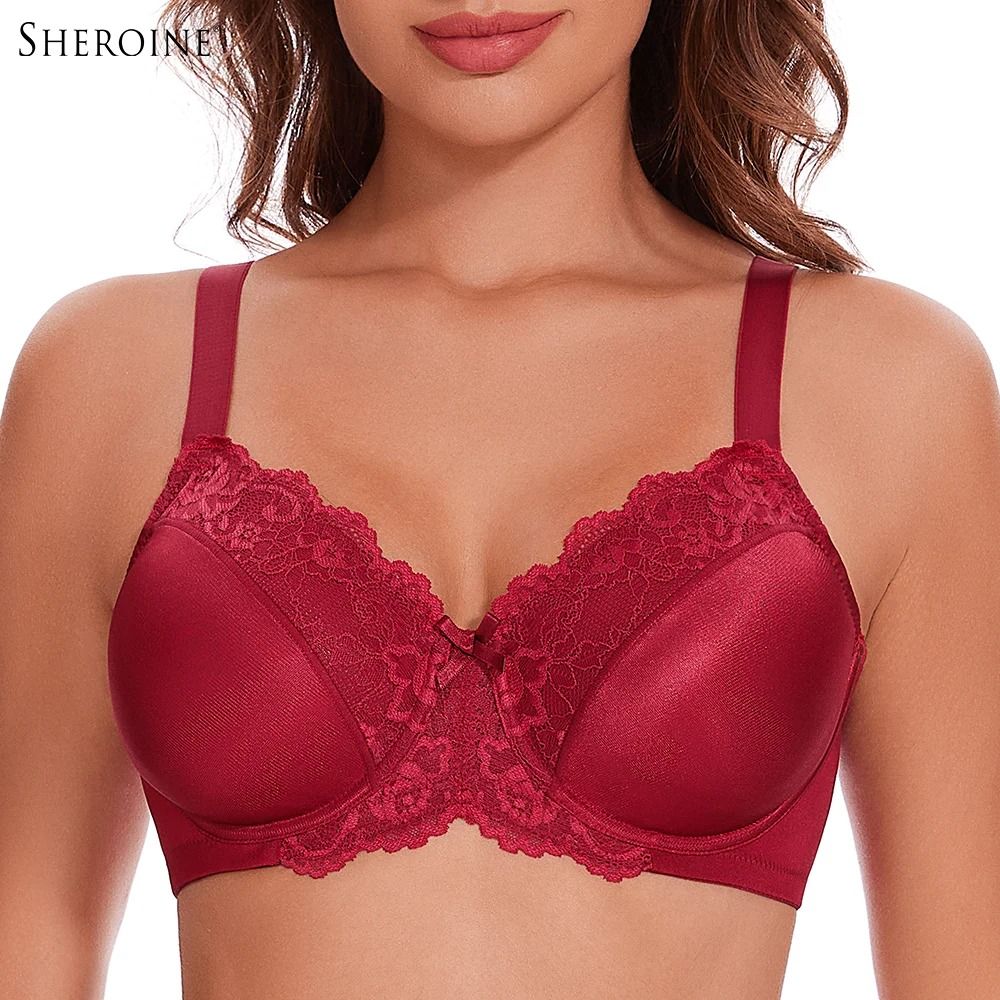 Sheroine Underwire Minimizer Bra | Full Coverage Floral Lace Everyday Comfort