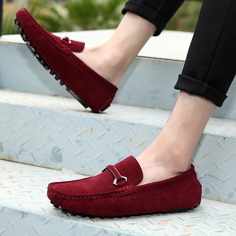 High Quality Suede Slip on Men Loafers, Genuine Leather Casual Shoes, Soft Non Slip Driving Flats