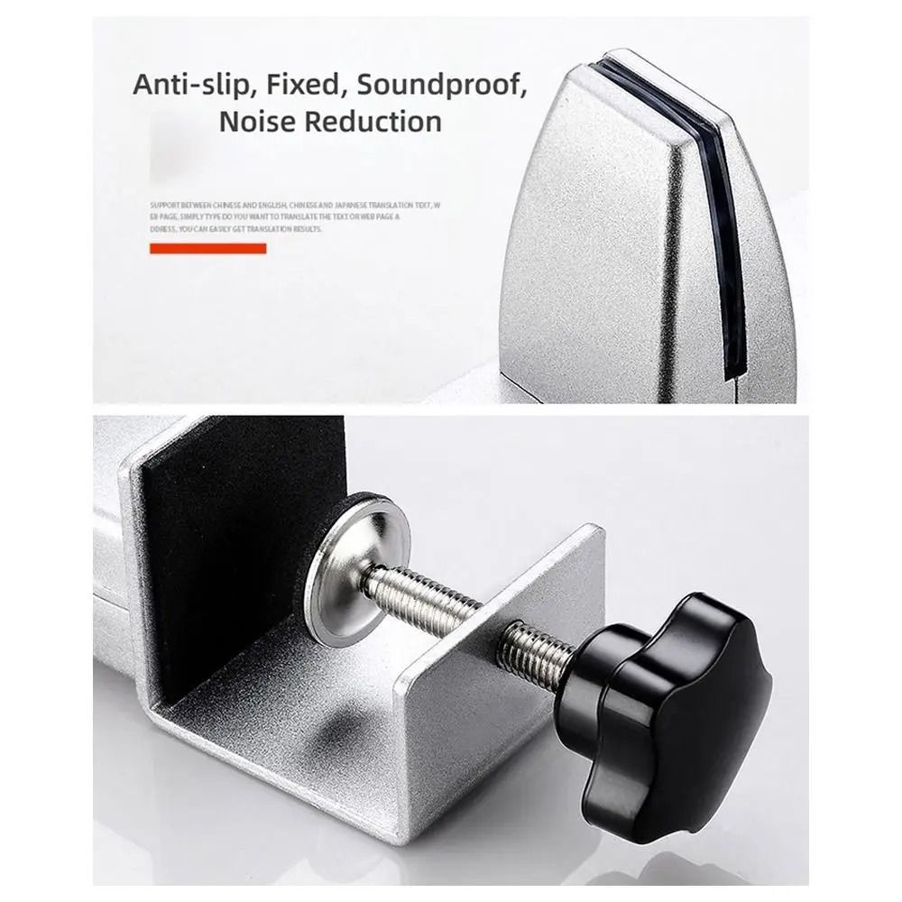 Adjustable Aluminum Desk Partition Clamp Glass Divider Clip (Black White Silver)