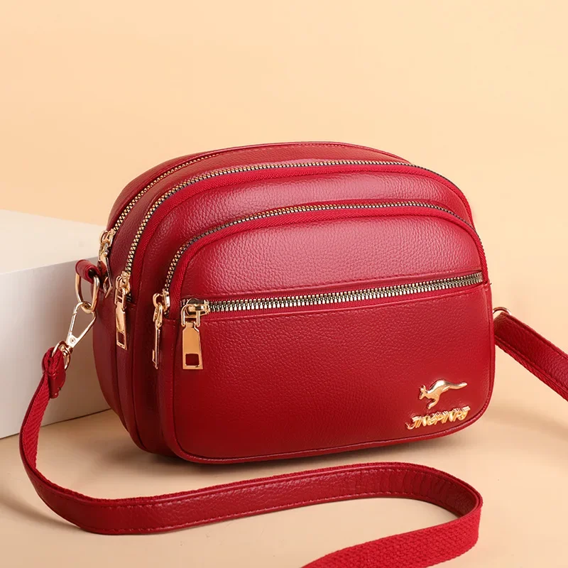 Luxury Ladies Handbag with Multi-pocket Design, High Quality Soft Leather Shoulder Messenger Bag