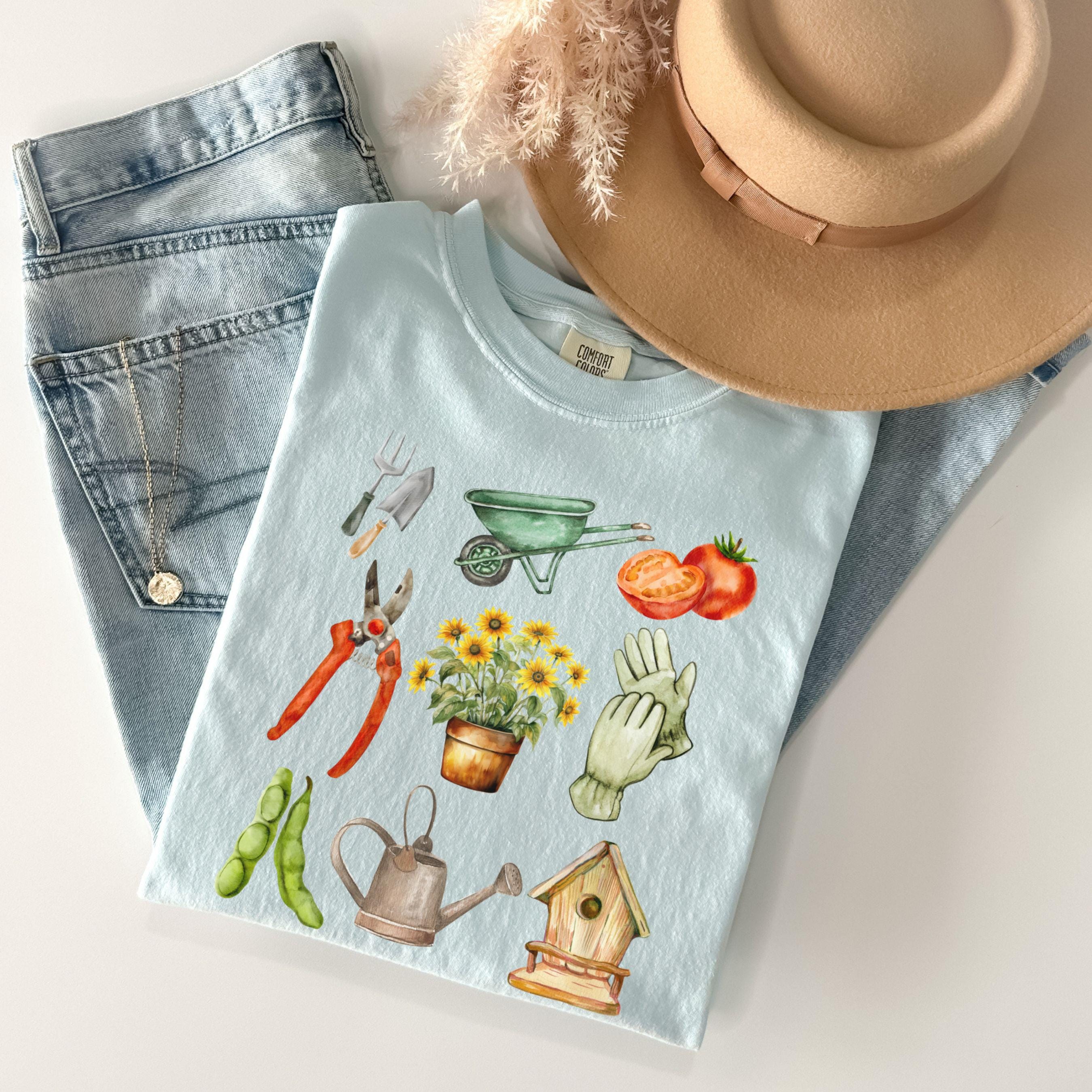 Comfort Colors Gardening Shirt for Women Plant Lover Garden Crewneck Cottagecore Floral Pullover