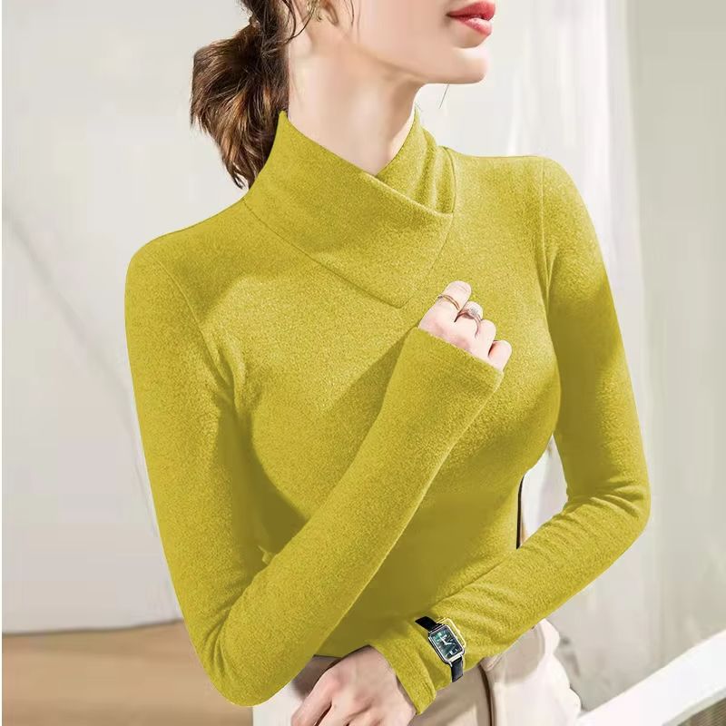 CozyLayer Half-High Collar Underlay Top – Thick Long Sleeve Thermal Tee