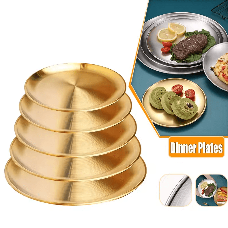 Durable Rust-Proof Camping Plates – Metal Round Serving Plate Set