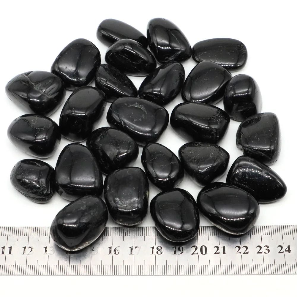 Natural Black Tourmaline – High-Definition Irregular Tumbled Mineral Specimen