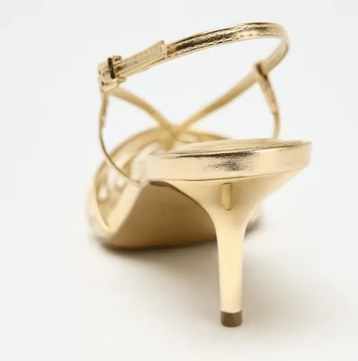 Luxury Gold Pointed Toe Slingback Heels Thin Strap High Heel Summer Sandals
