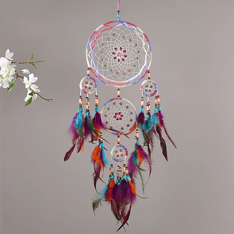 Handmade Five Ring Dream Catcher Wall Hanging Decor