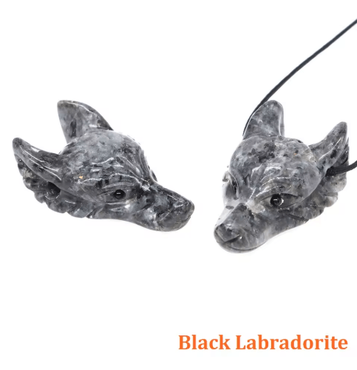SpiritWolf Crystal Wolf Head Pendant – Hand-Carved Gemstone Necklace Charm