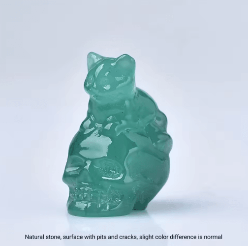 CUPIDCRYSTAL Hand-Carved Crystal Skull Cat Figurine