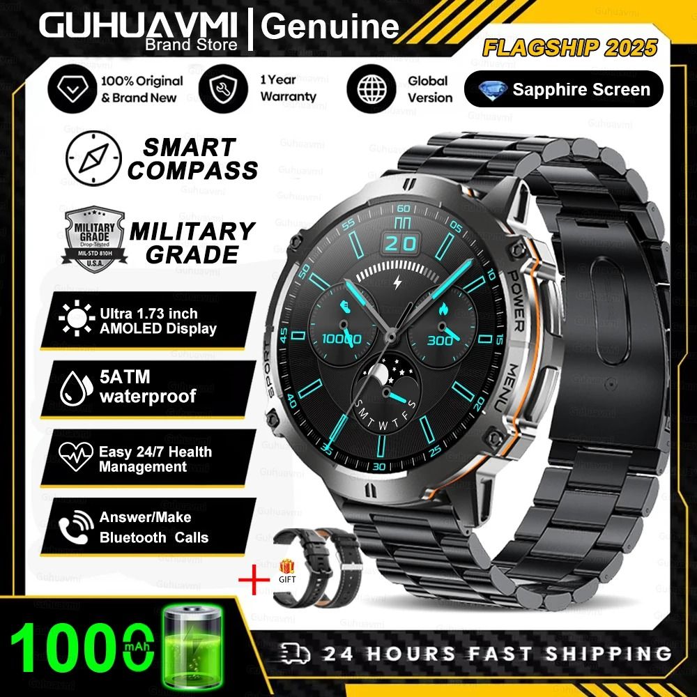 T-Rex 3 Military-Grade AMOLED Smart Watch with GPS, Compass, and Bluetooth Call