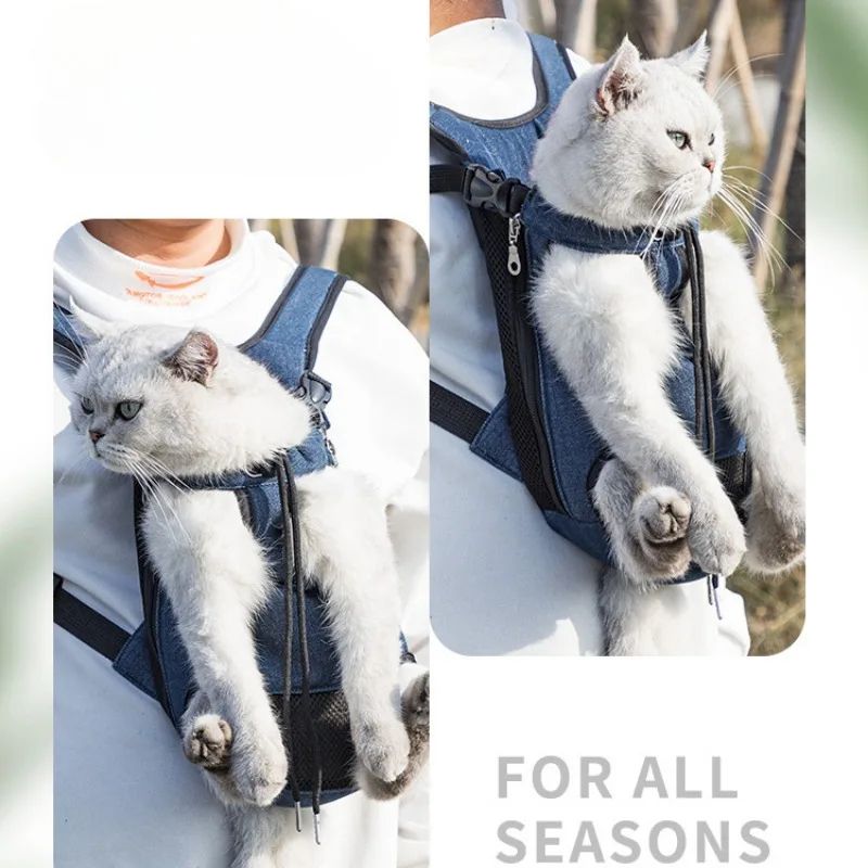 Double Shoulder Breathable Portable Travel Pet Dog Carrier Backpack Mesh Carrier Front Bag for Small Dogs and Cats
