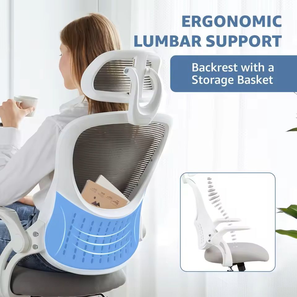 Ergonomic Mesh Office Chair with Flip-Up Arms and Adjustable Headrest