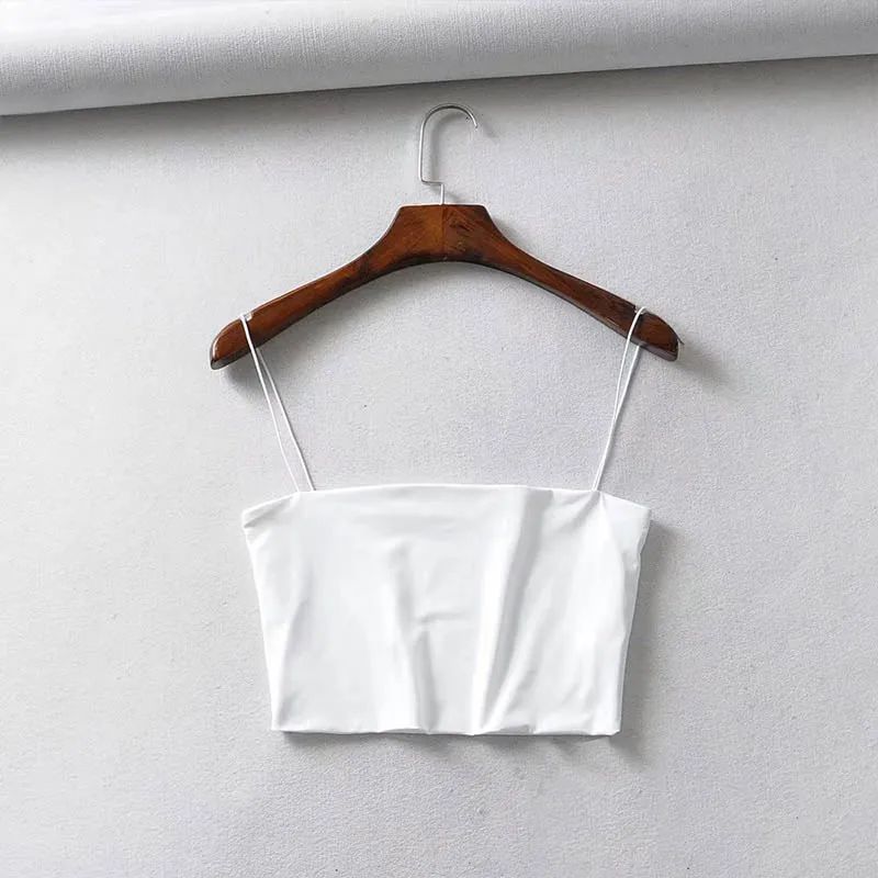 Women's Sexy Elastic Cotton Crop Cami – Sleeveless Summer Bar Tank Top