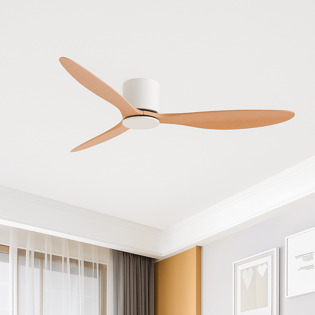 42/52-Inch Modern Ceiling Fan Without Light – DC Motor, Remote-Controlled Low-Profile Design