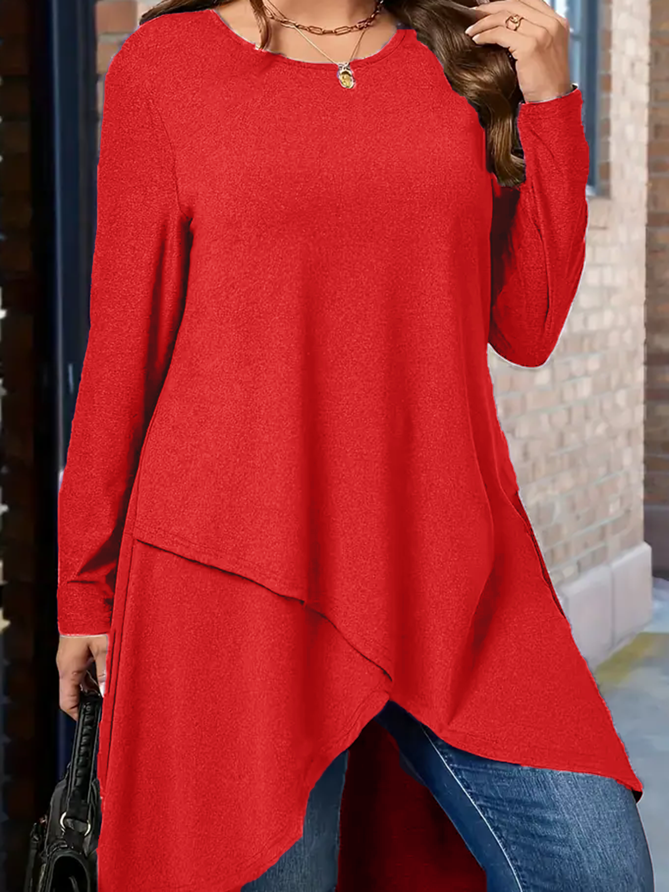 Autumn and Winter New Plus Size Women's Clothing, Daily Casual Loose Long Sleeved Dresses
