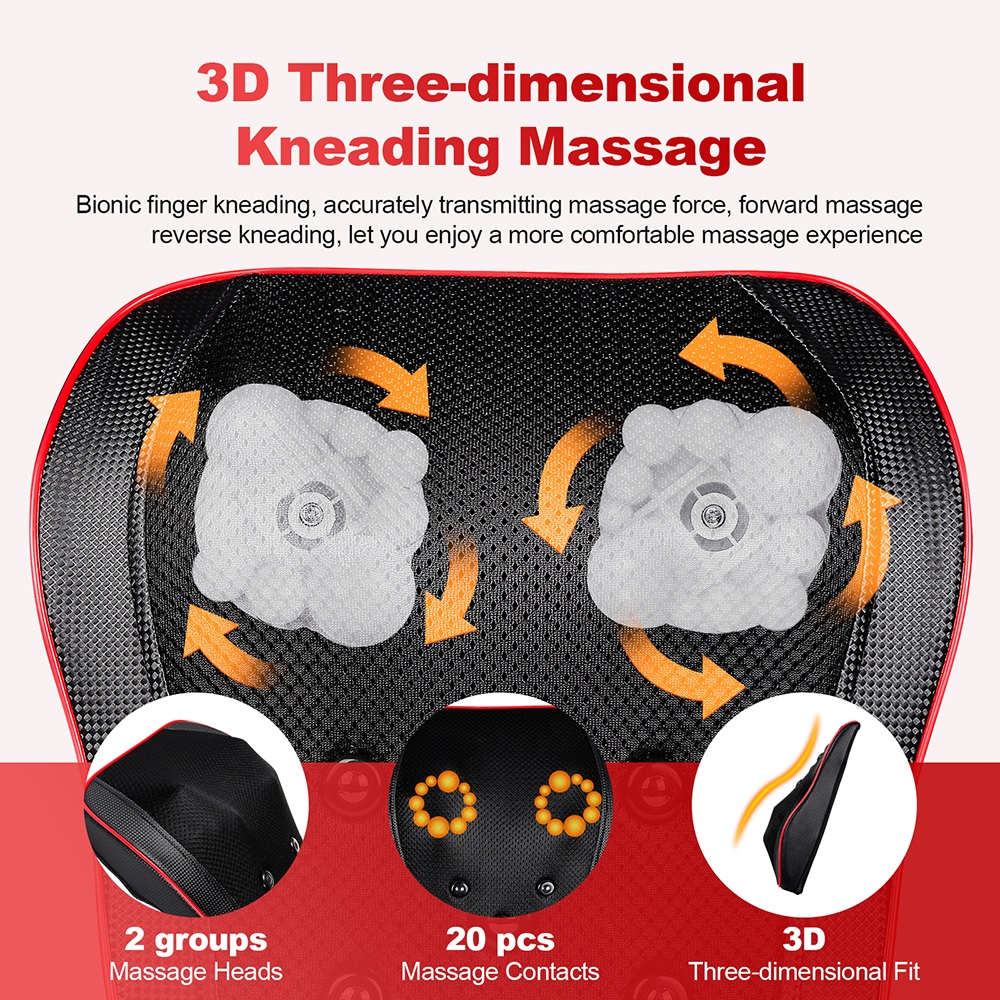 Premium Shiatsu Neck and Back Massage Pillow with Cervical Traction and Heat Therapy