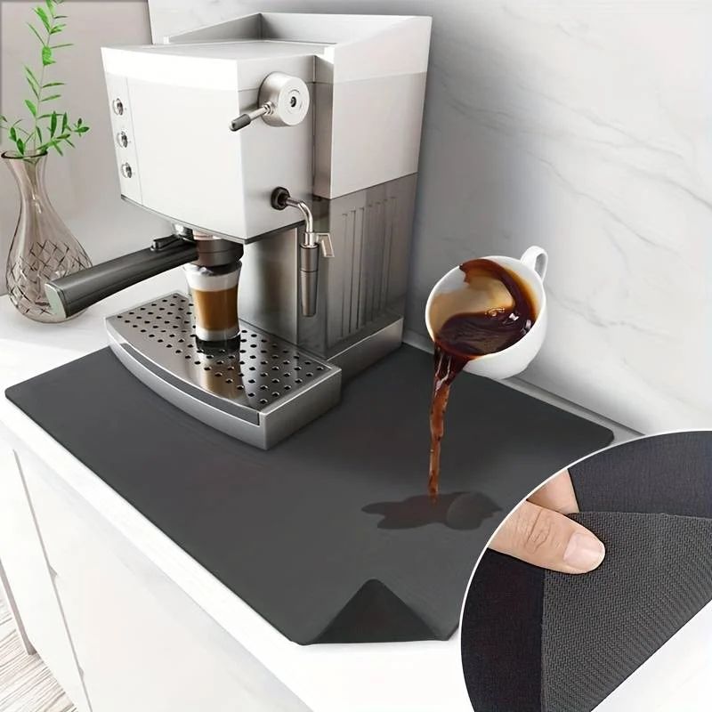 Absorbent Coffee Bar Mat – Non-Slip Microfiber Dish Drying Mat for Coffee Machine & Kitchen Counter