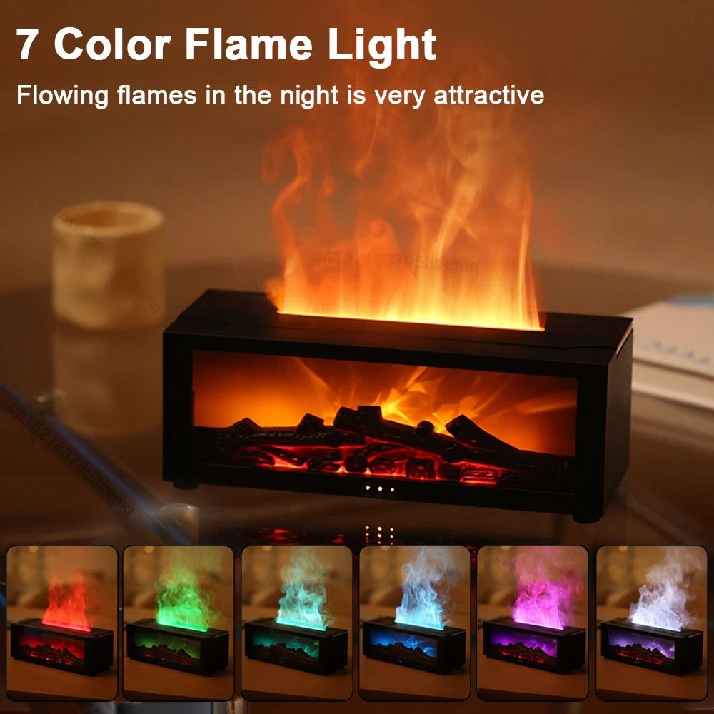 Flame Effect Aroma Humidifier Essential Oil Diffuser with RGB Light and Remote Control