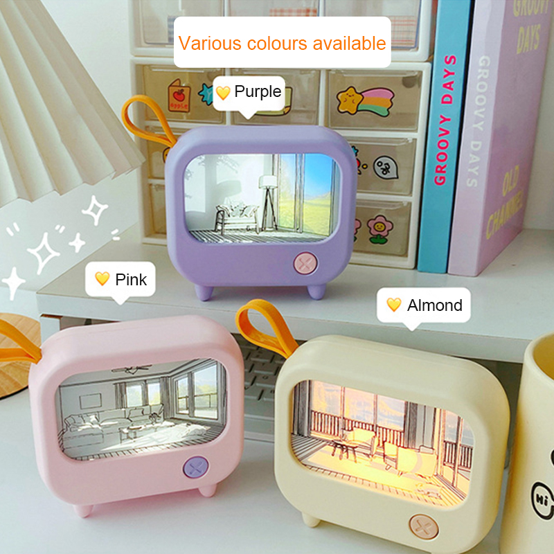 TV Painting Night Light LED, Cute Child Learning Table Lamp, Mini Desktop Atmosphere Lighting, Room Home Decoration