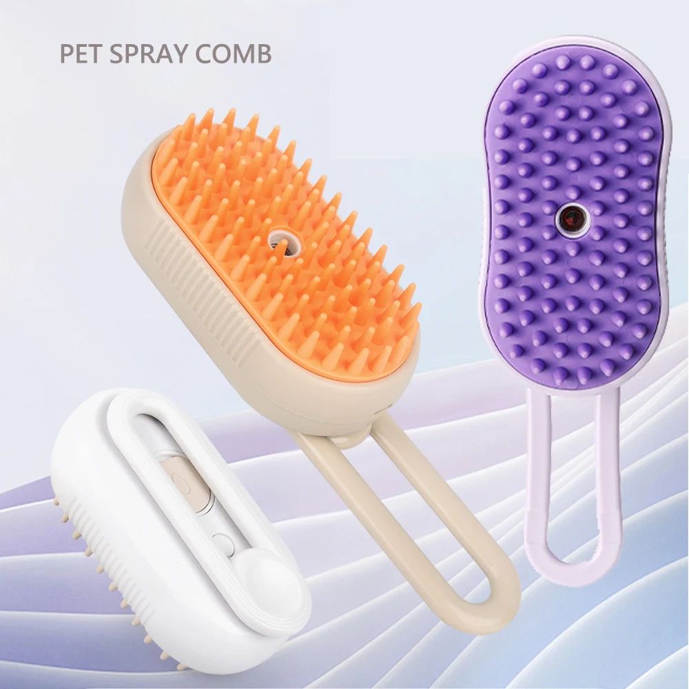 SteamSoft Pet Grooming Brush – Cat Dog Spray Comb with Massage & Hair Removal