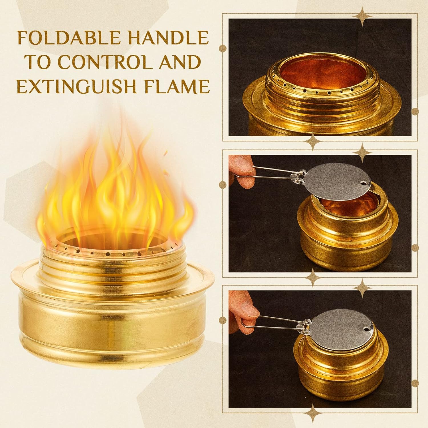 Brass Alcohol Burner Efficient Spirit Burner Cooktop with Flame Regulator Camp Stove with Fuel Storage