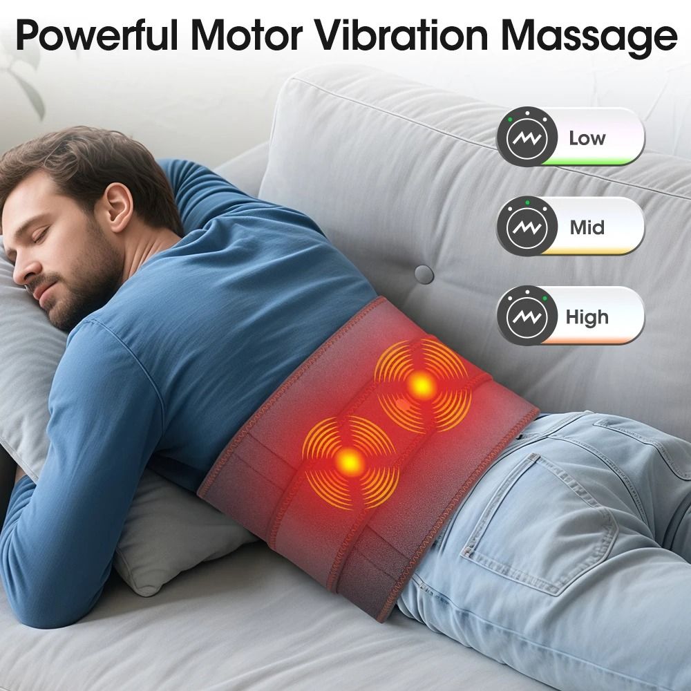 Electric Heating Waist Massager Belt with Vibration and Hot Compress