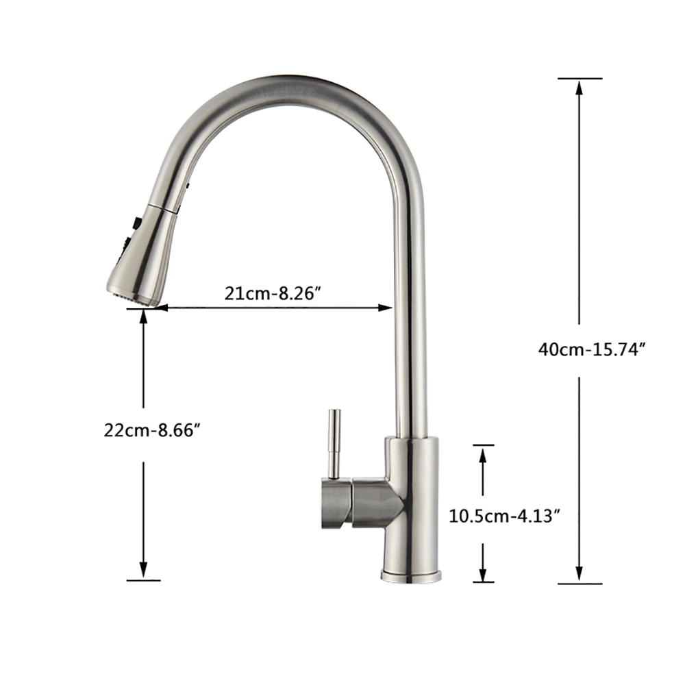 Kitchen Sink Mixer Tap Stream, Flexible Pull Out Nozzle, Black Hot Cold Water Taps, Sprayer Head Deck