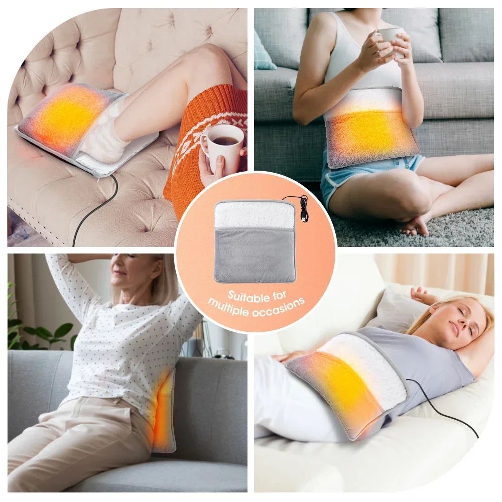 USB Electric Heated Foot Warmer Pad Soft Plush Washable Thermal Feet Heating Cushion