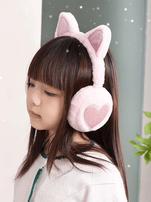 Winter Warm Plush Cat Ear Earmuffs for Women Girls and Kids