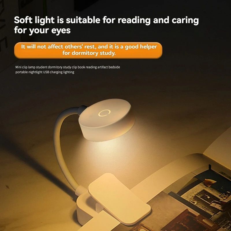 Mini USB Rechargeable Clip-On LED Reading Lamp